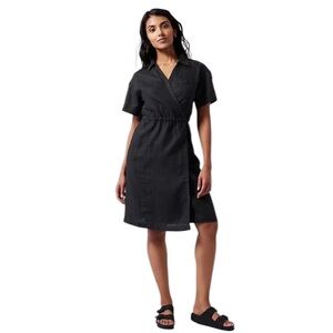 Athleta Linen Playa Wrap Dress in Black